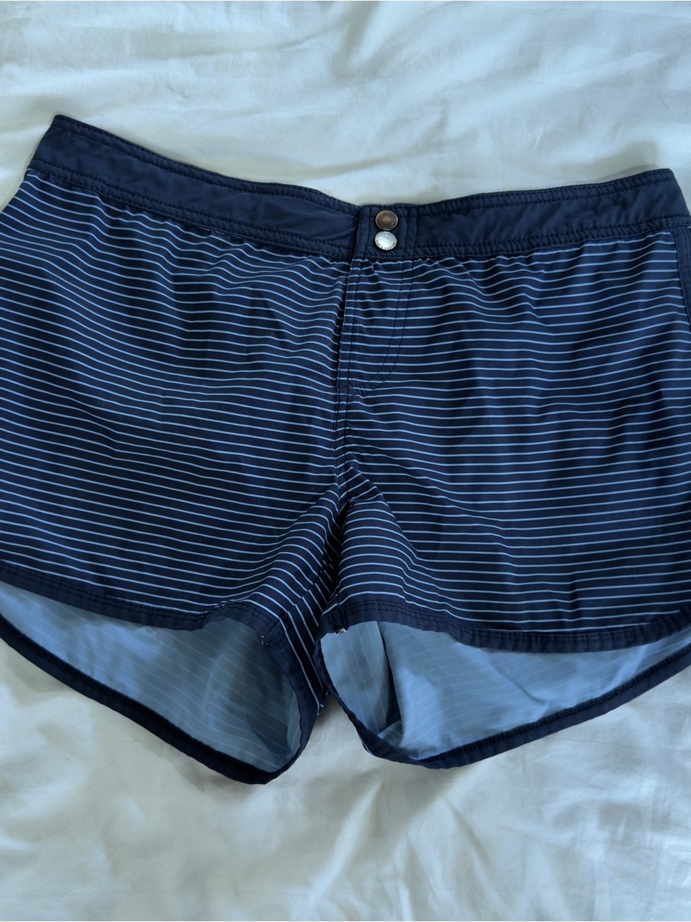 Carve Designs Navy and White Striped Athletic Shorts